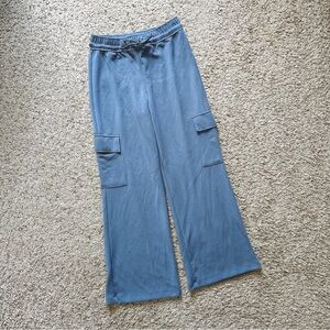 Happily Grey Cargo Sweatpants Casual Blue Tie Waist Loose Baggy Track Pants